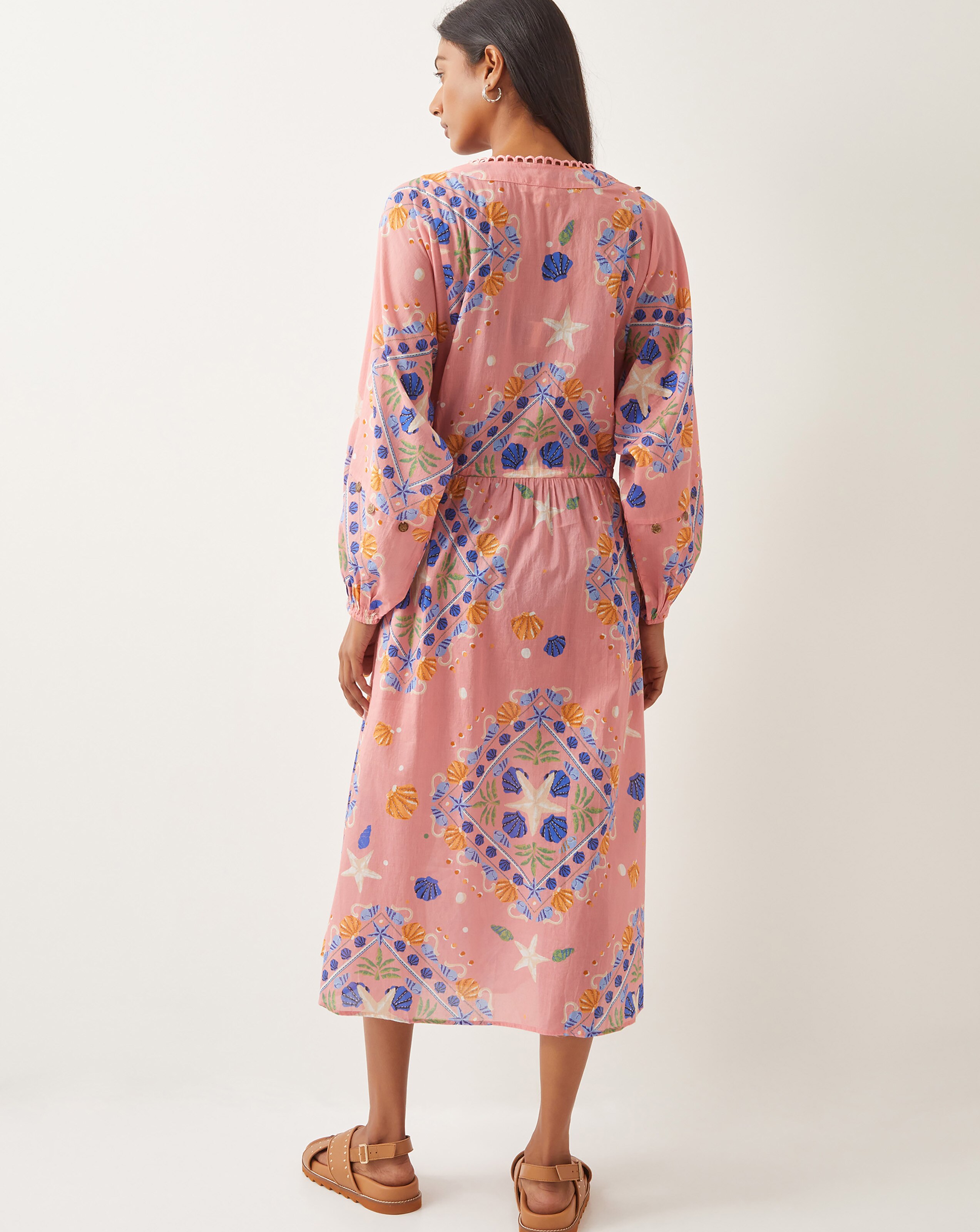 Monsoon Mabel Shell Print Cotton Kaftan Dress 3 Monsoon Mabel Shell Print Cotton Kaftan Dress