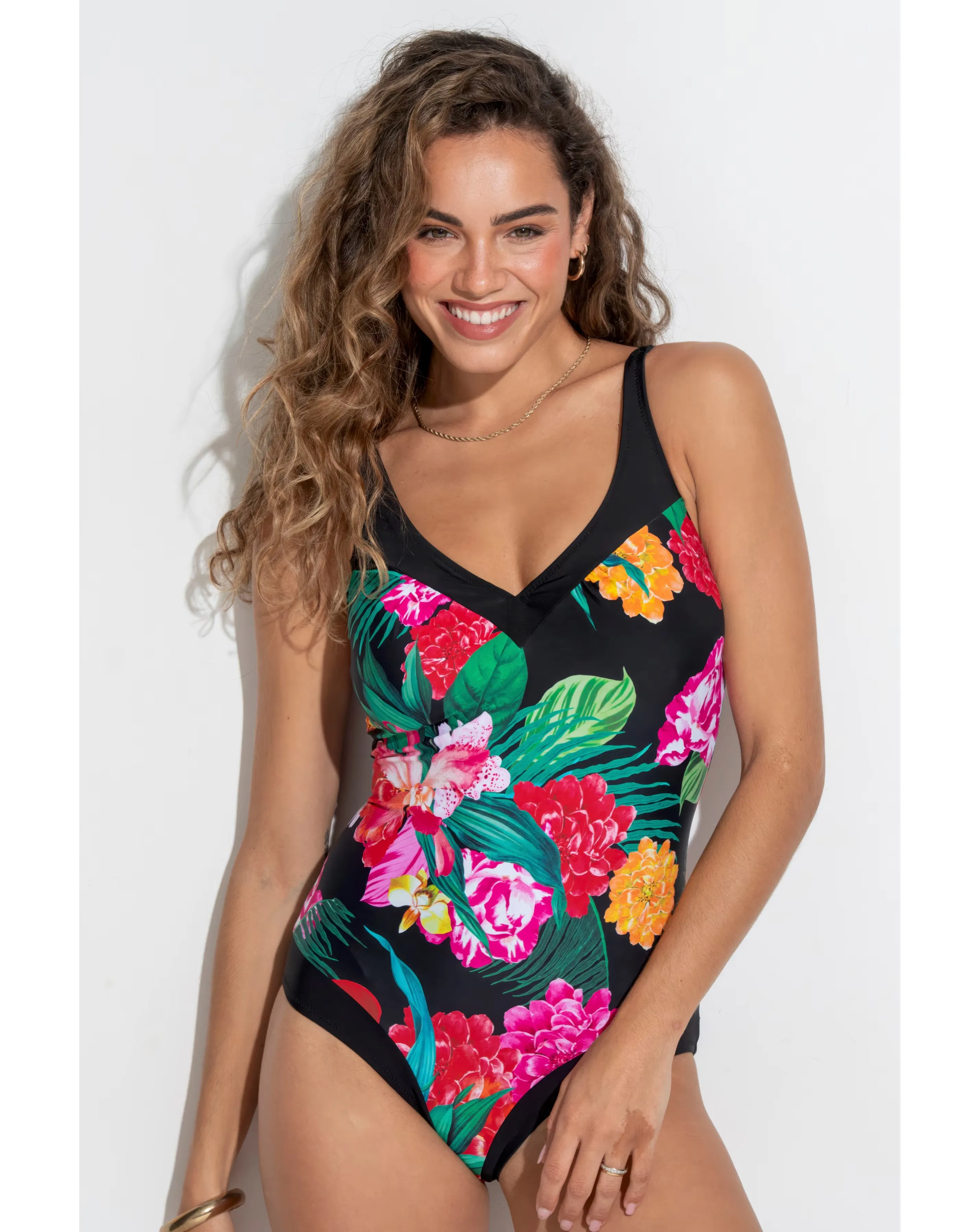 Pour Moi Contour Tummy Control Swimsuit Black Multi 2 Pour Moi Contour Tummy Control Swimsuit Black Multi
