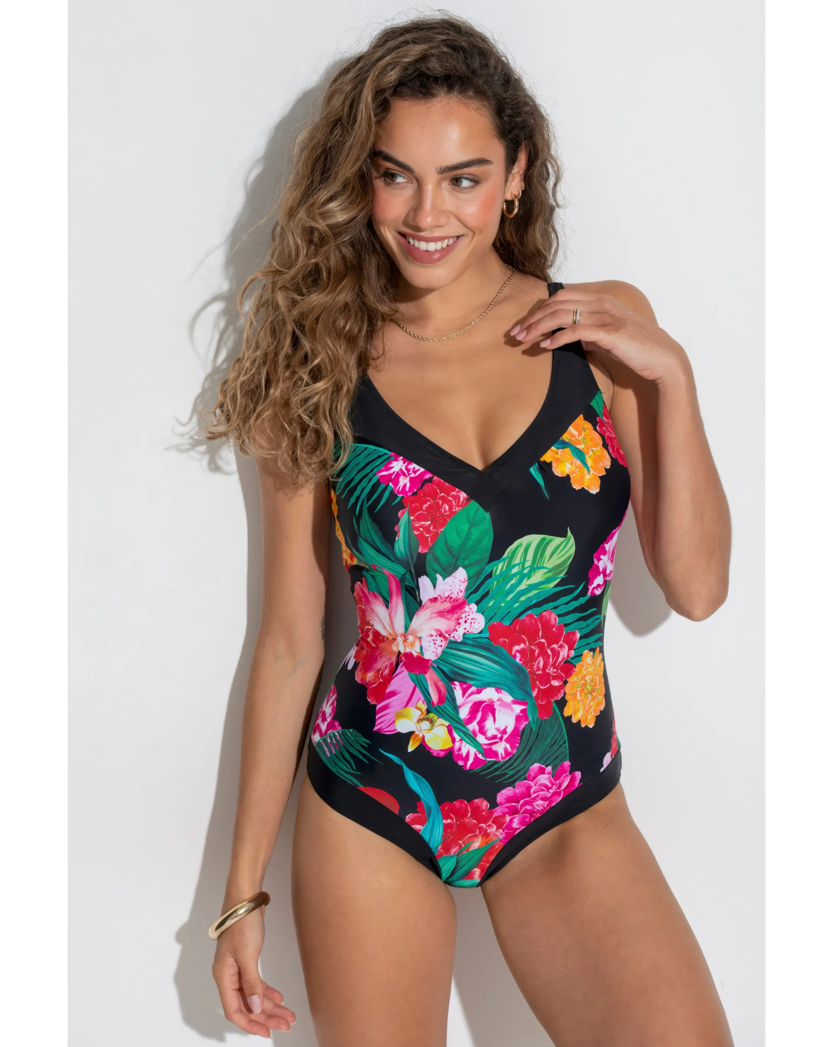 Pour Moi Contour Tummy Control Swimsuit Black Multi 3 Pour Moi Contour Tummy Control Swimsuit Black Multi