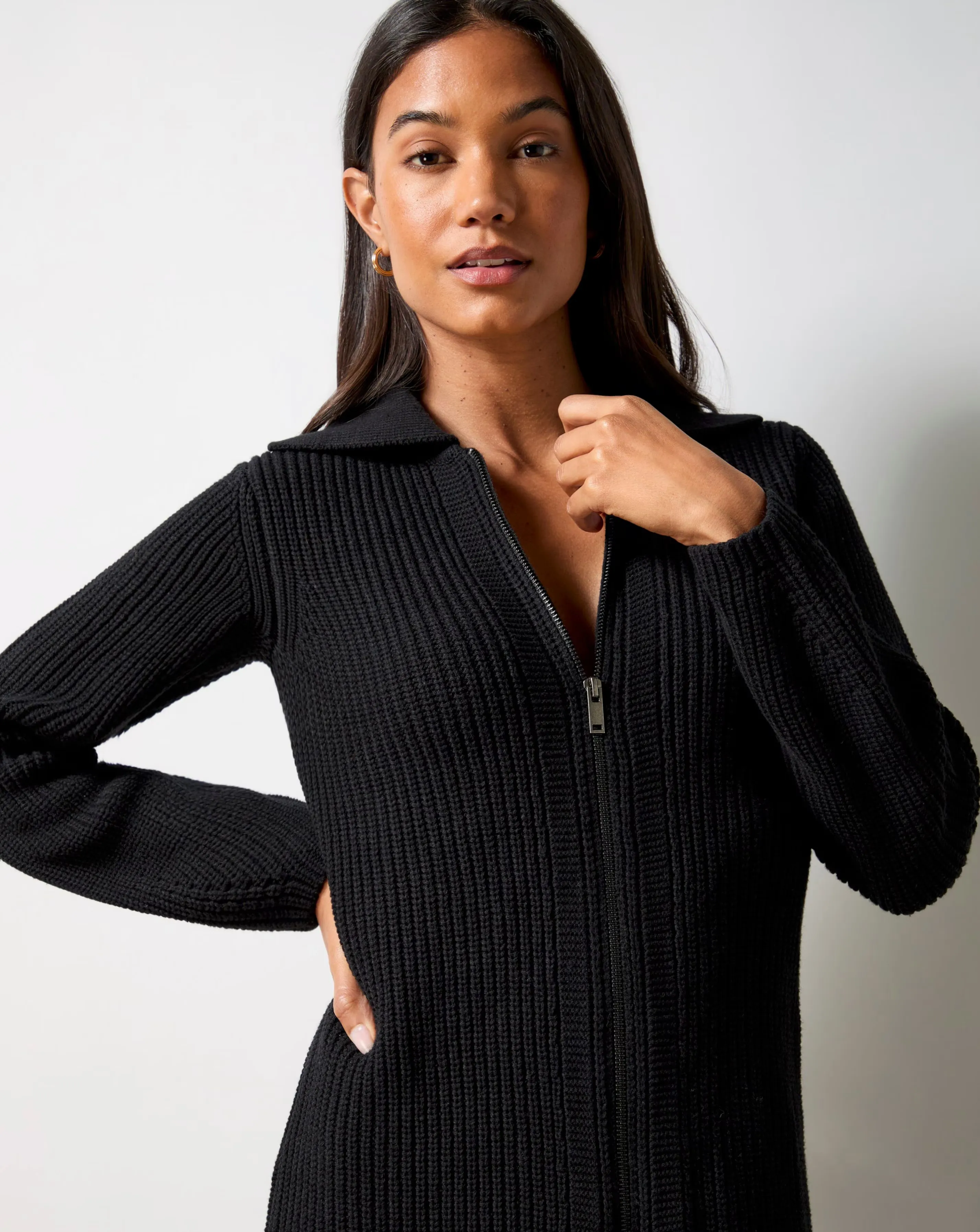 Ro&Zo Black ZipThrough Knitted Dress 2 Ro&Zo Black ZipThrough Knitted Dress