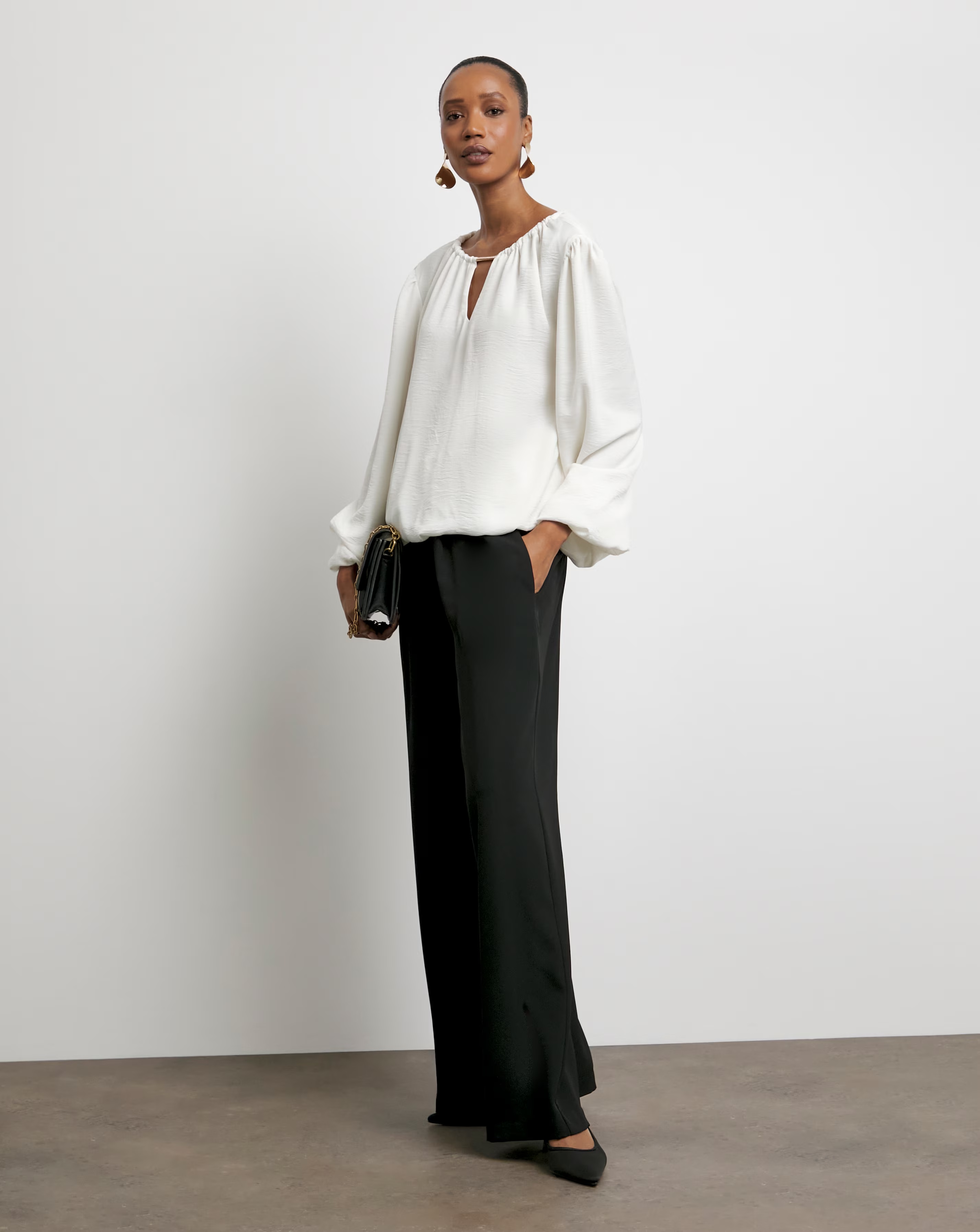 Joanna Hope Puff Sleeve Blouse With Neck Detail 4 Joanna Hope Puff Sleeve Blouse With Neck Detail