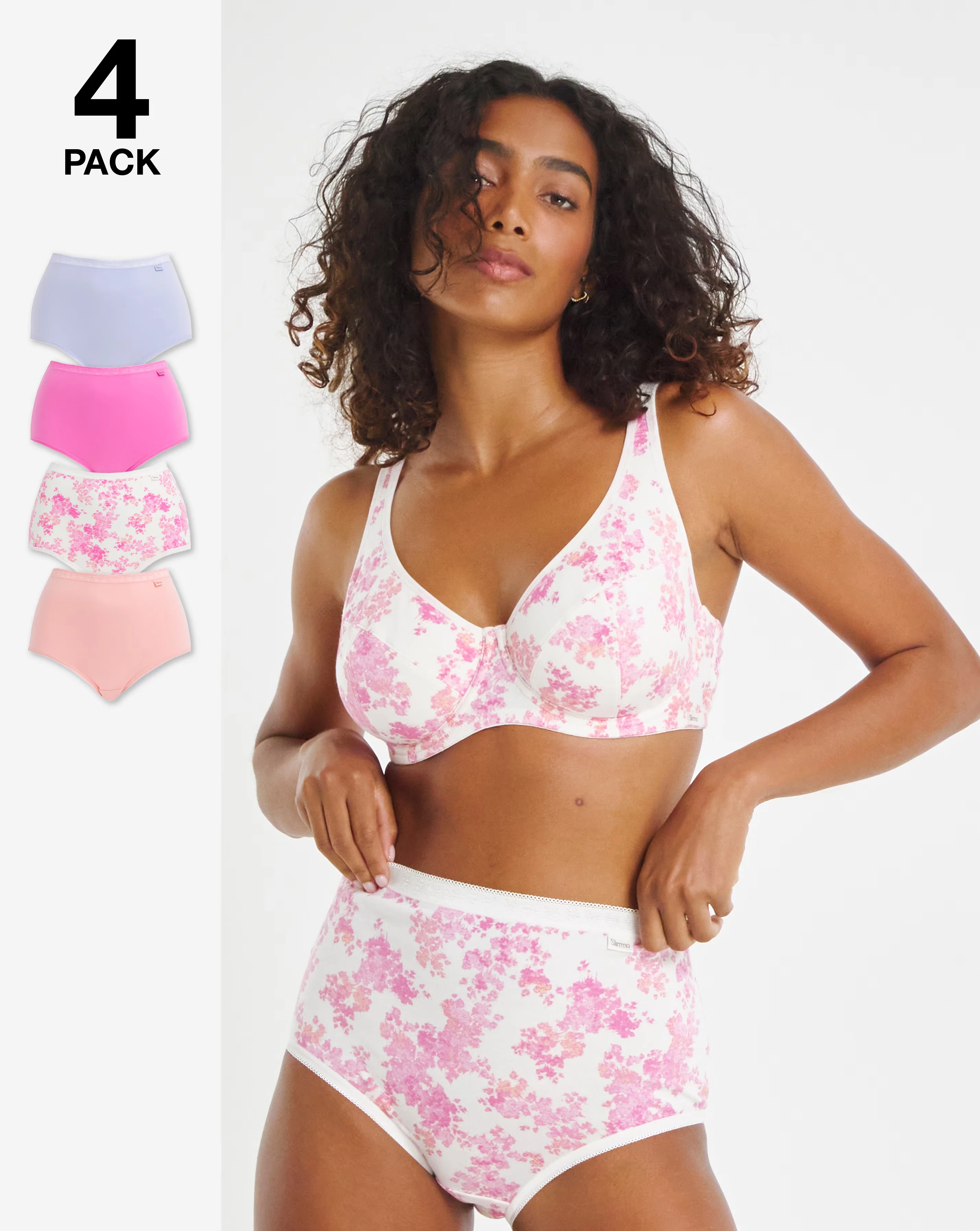 Slimma (4 Pack) Full Brief Knickers Pastel Floral 1 Slimma (4 Pack) Full Brief Knickers Pastel Floral