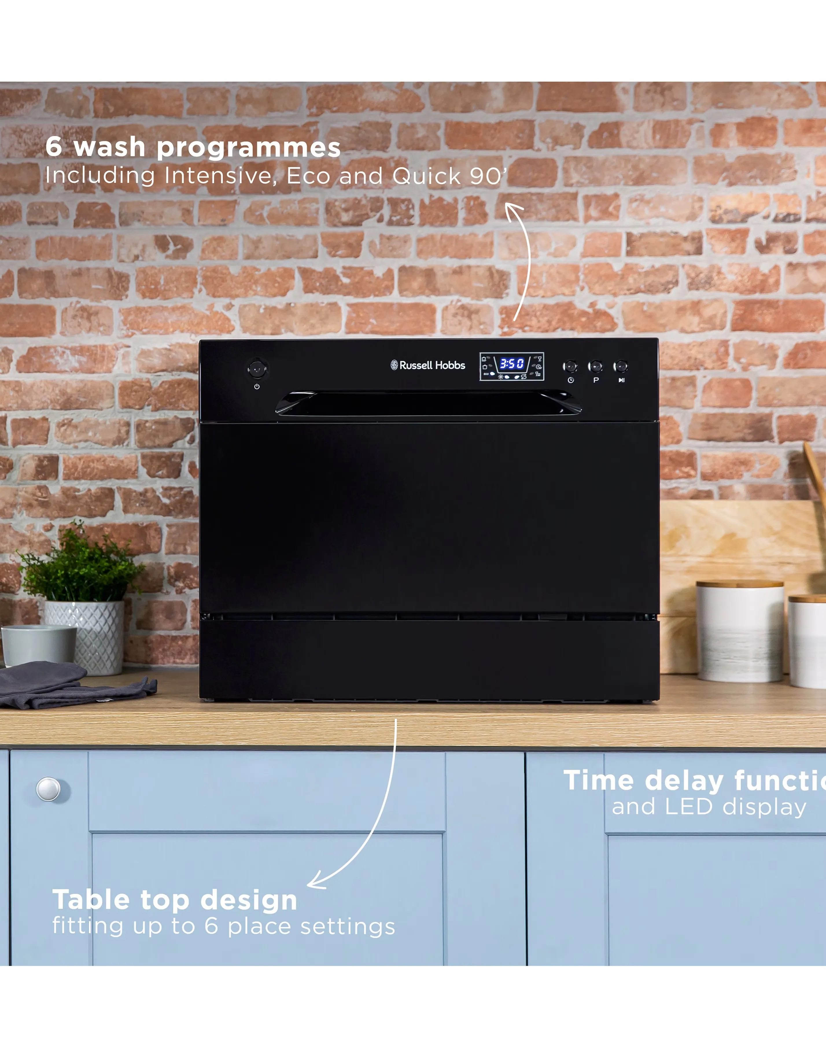 Russell Hobbs RHTTDW6B Table Top Dishwasher - Black 11 Russell Hobbs RHTTDW6B Table Top Dishwasher - Black