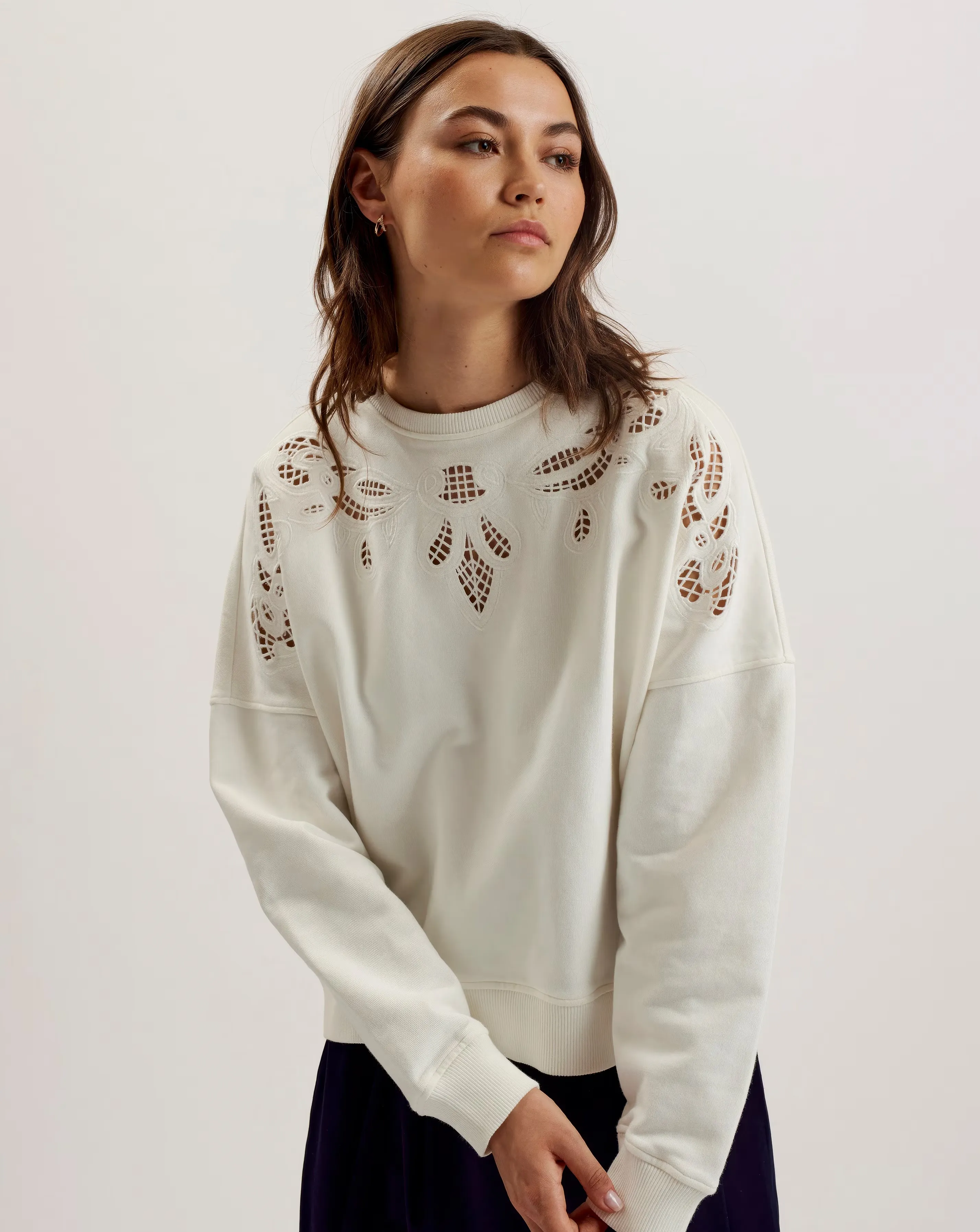 Ted Baker Rondha Embroidered Cut Out Sweatshirt 1 Ted Baker Rondha Embroidered Cut Out Sweatshirt