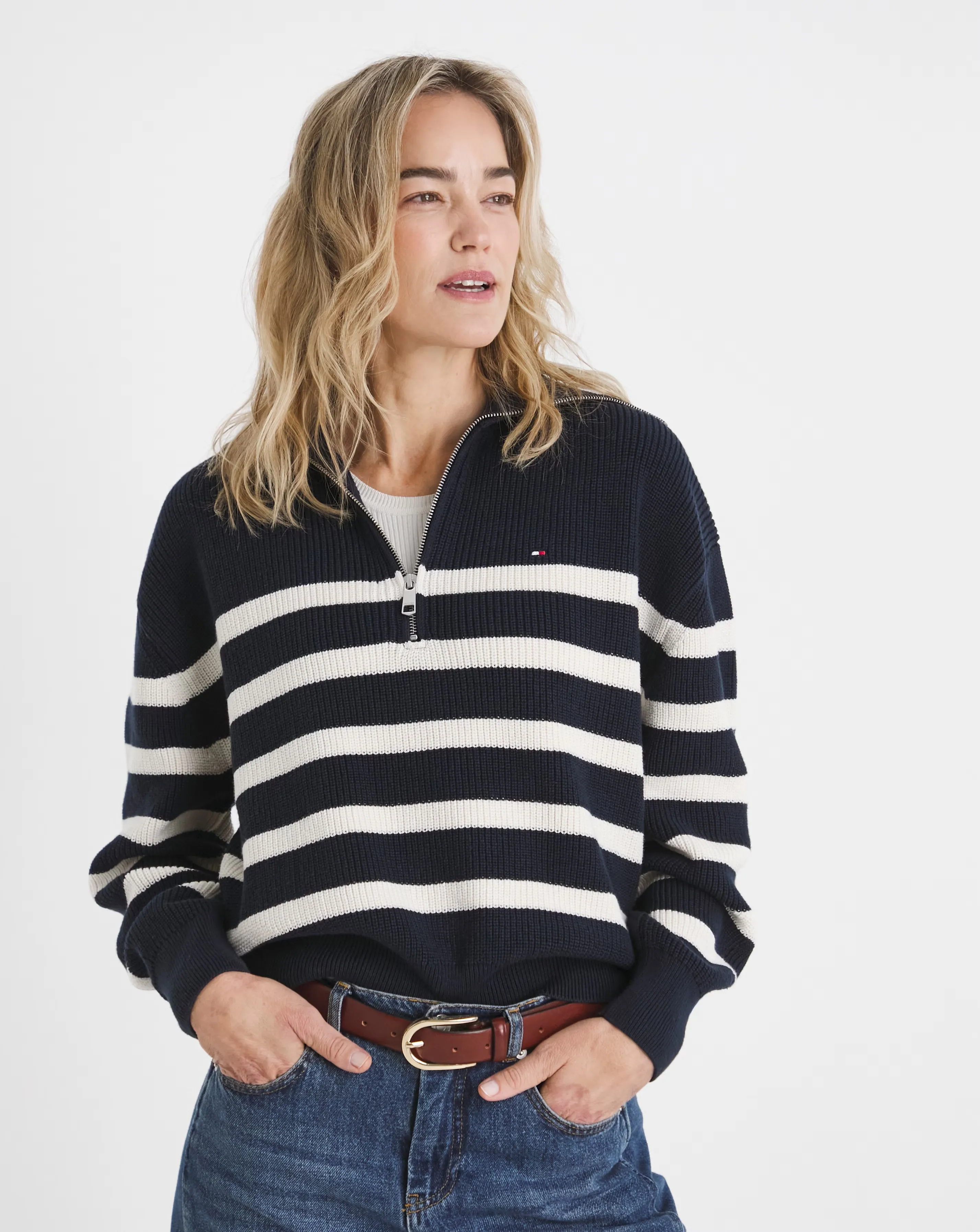 Tommy Hilfiger Cardi Stitch 1/2 Zip Sweater 1 Tommy Hilfiger Cardi Stitch 1/2 Zip Sweater